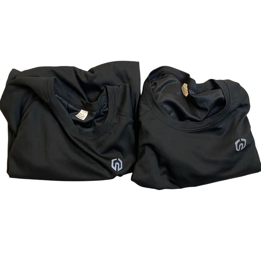 Two Mens Black Short-Sleeve Athletic T-Shirt XL Moisture-Wicking Lightweight